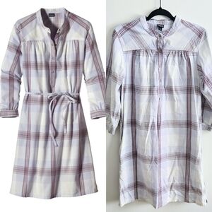 Patagonia Dress Size 0 Plaid Settlers Popover Organic Cotton Lavender Spring
